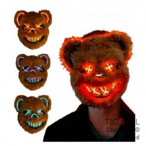 MASCARA OSO TEDDY MALO LUMINOSO LED NEON X 1